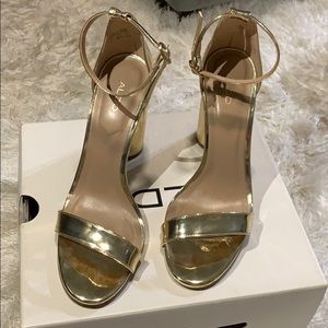 Gold Aldo block heels